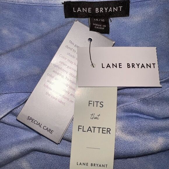 Lane Bryant Aqua Blue Tie-Dye Swing Tunic Top V-Neck Perfect Sleeve Plus 14/16 - Picture 7 of 7